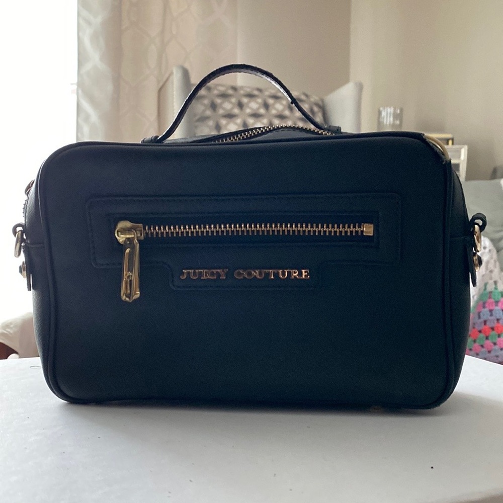 🖤🐧👑BLACK LEATHER VINTAGE JUICY COUTURE PURSE👑🐧🖤